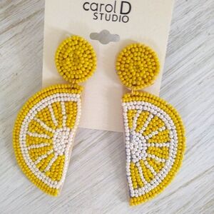 NWt BEAD•ed 🍋Lemon Earrings Jewelry ~